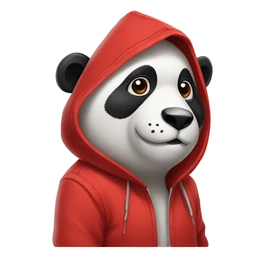A panda wearing a red hoodie sticker