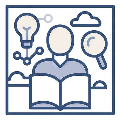 minimalist geometric square logo symbolizing founders' study group, subtle tech and research motifs, no text, visually engaging sticker