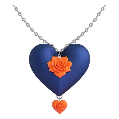 gothic heart, navy blue silk, black rose accent, silver chain sticker