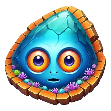 very sharp gem mineral looking like reefs, very shiny with two eyes sticker