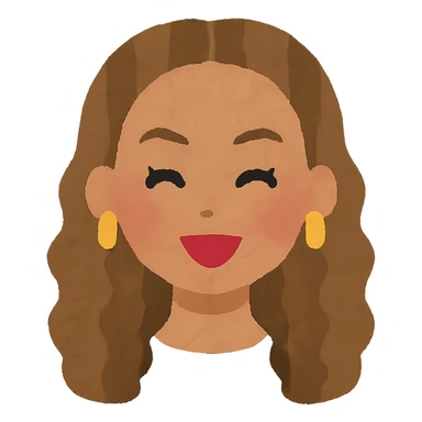 Beyonce's head in Irasutoya style, cheerful, cartoon, simple lines, soft colors, no background sticker