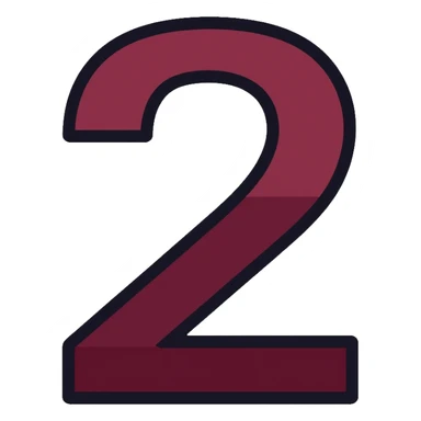 Number 2 in serif italic font with matted style in muted, deep, rich burgundy-charcoal mix color sticker