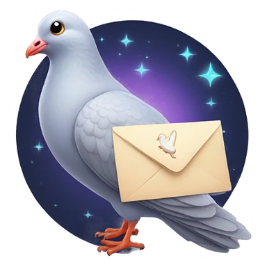 pigeon with magical letter sticker