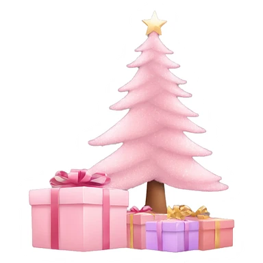 pastel pink christmas tree and some gift boxes sticker