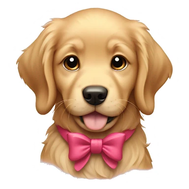 Golden retriever puppy with bow collar sticker