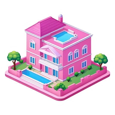 pink villa, isometric sticker