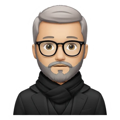 gray scarf male  beard hair with suit glasses sticker