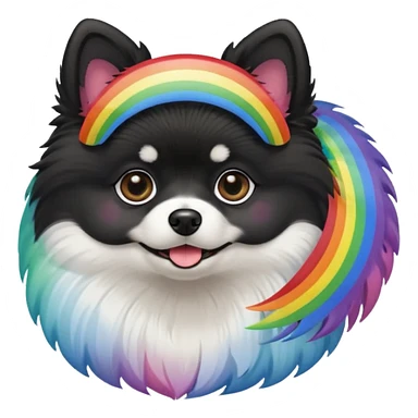 short hair black pomeranian with small white patch on chest rainbow bridge sticker