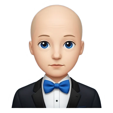 Bald with blue bow tie, midnight balck dress. sticker