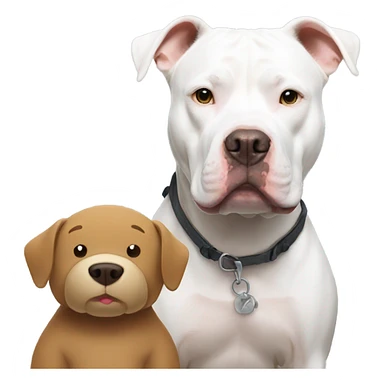 White pitbull with a bear sticker