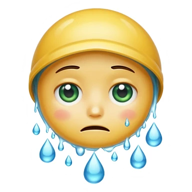 worried WhatsApp emoji face with a drop of water falling down its face sticker