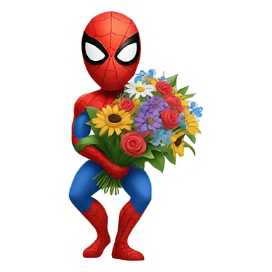 spider-man holding flowers sticker