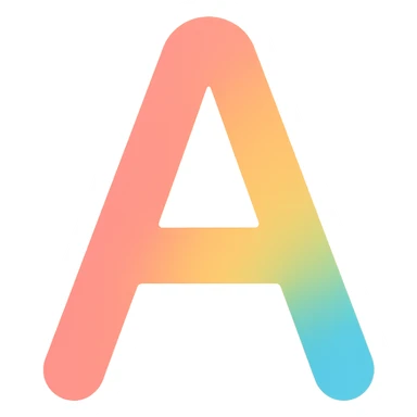 letter A colorful icon soft gradients rounded edges friendly inviting sticker
