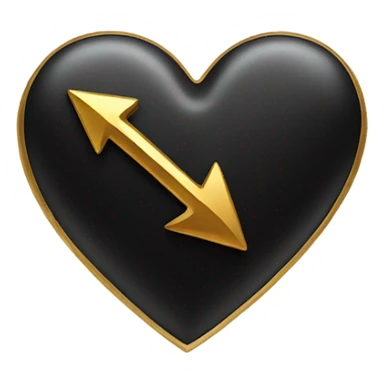 Black heart with a gold arrow through it  sticker