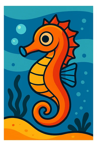 vibrant cartoon style seahorse sticker