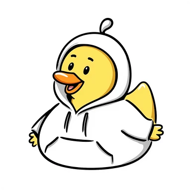 Hand-drawn rubber duck wearing a cozy hoodie sticker
