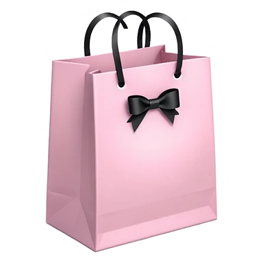 Light pink gift bag with black ribbon bow, 3D isometric sticker