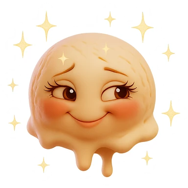 Add a sparkling effect to the animated emoji with small shining stars around the face, keeping the style simple and expressive. The background should be transparent. The original style is simple and expressive, please maintain that look while adding the sparkle effect. sticker