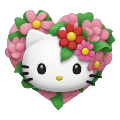 hello kitty heart with flowers  sticker