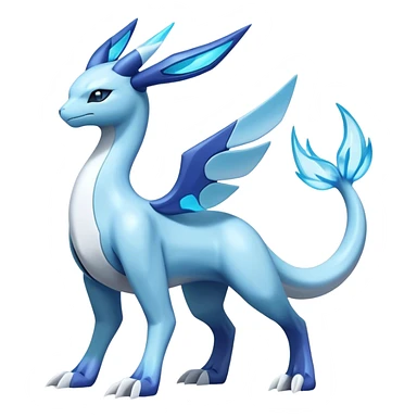 Futuristic Lugia-Suicune-Glaceon-hybrid, full body  sticker