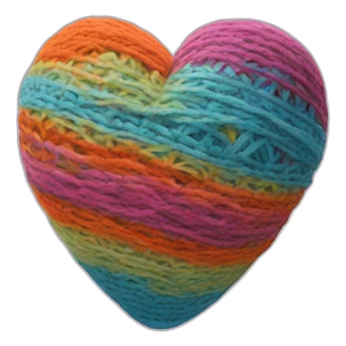 yarnball heartshaped multicolor no eyes sticker