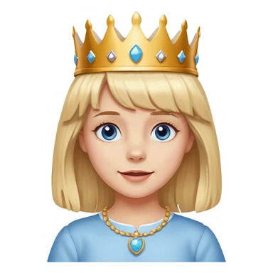 simple Blonde girl with bangs and blue eyes, and a simple crown. giving cockerspaniel energy sticker