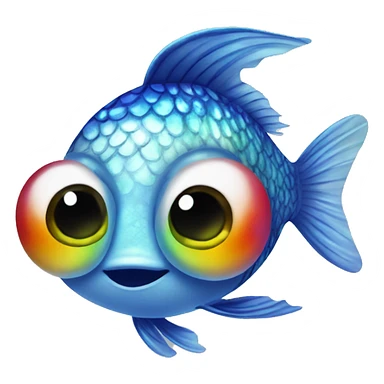 rainbow fish big eyes glittr sticker