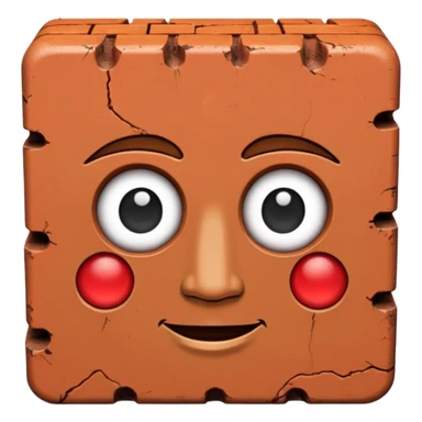 A brick with a face sticker