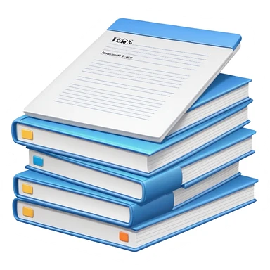 realistic stack of documents with title page sticker