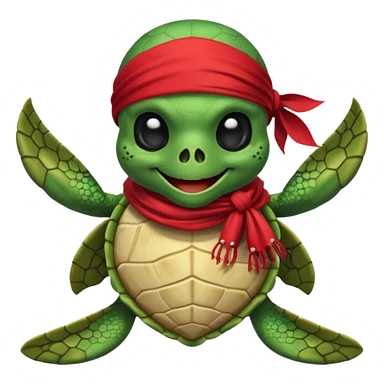 sea turtle wearing a red pirate skull scarf sticker