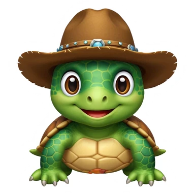 cute turtle wearing a cowboy hat sticker