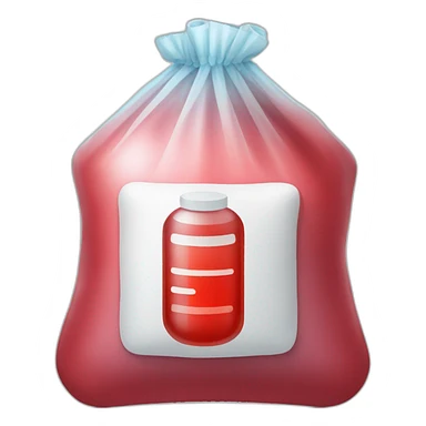 medical soft bag with red liquid sticker