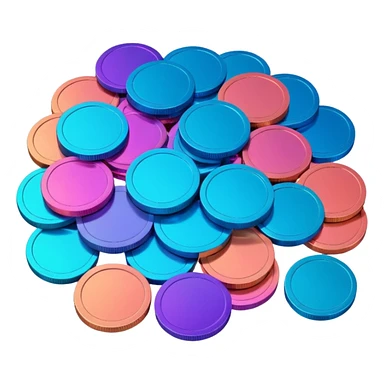 Many Coins pack 
in gradient of turquoise, blue, pink, purple, and coral
 sticker