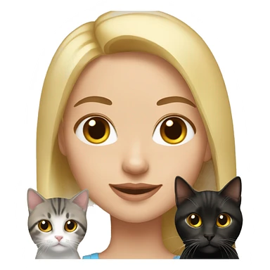 Blonde girl with two black and brown American shorthair cats sticker
