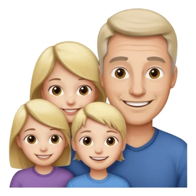 Father two girls and boy sticker