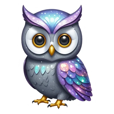 owl glitter gray sticker