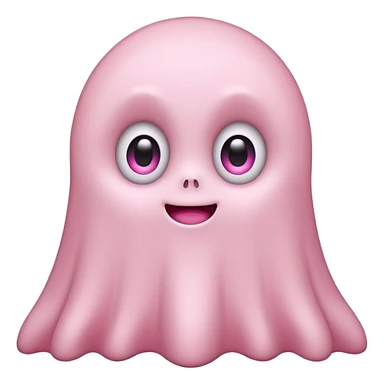 Cute pink ghost character with big adorable eyes and a small smile sticker