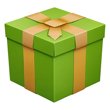 light green shipping box wrapped in tape, top view, apple style emoji sticker
