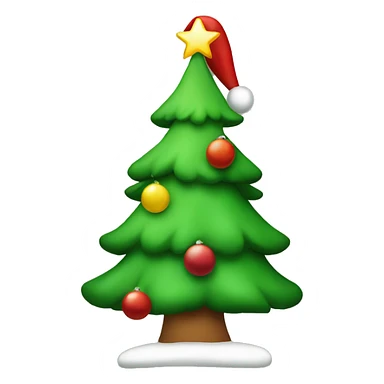 christmas tree with santa hat sticker