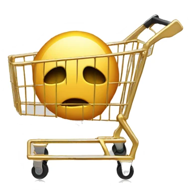 Gold shopping cart facing the front  sticker