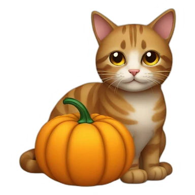 cat with a pumpkin sticker