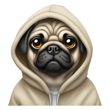 A pug wearing a hoodie sticker