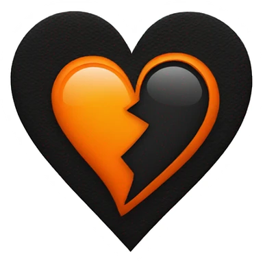 Half black and half orange heart sticker