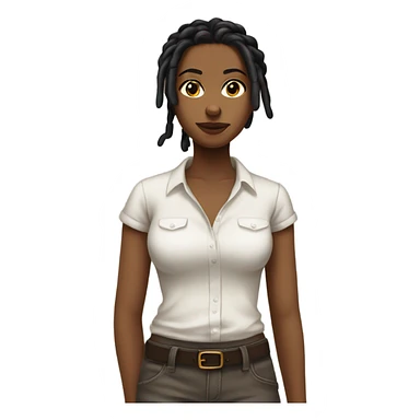 Tan girl with black locs dark white tied shirt  sticker