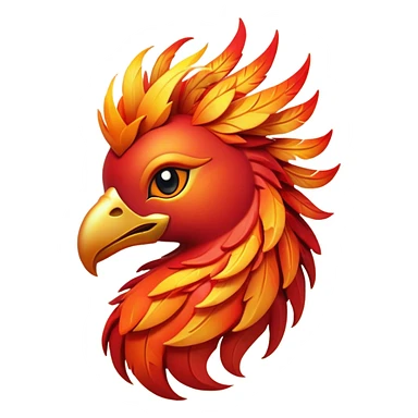 Cinematic Cute fierce & powerful Fire Phoenix Portrait Emoji, Head tilted playfully and inquisitively, showcasing a vibrant, flame-kissed form with intricately detailed feathers in warm shades of red, orange, and shimmering gold, accented by delicate sparks and a gentle, inviting glow; rendered with lifelike detail and soft, radiant light, high shine, enchanting and spirited, styled with a touch of mythic whimsy, soft glowing outline, capturing the essence of a mischievous yet endearing phoenix poised to flutter playfully into your heart! sticker