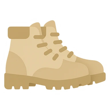 beige hiking boots, flat vector  sticker