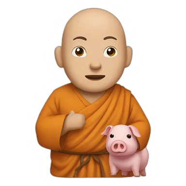 monk with pig sticker