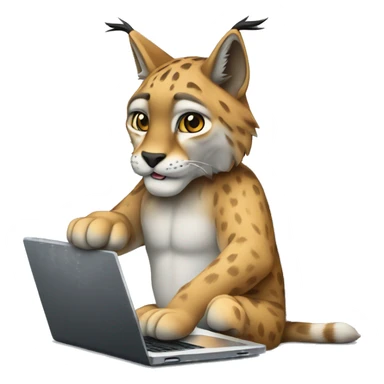 A lynx with a laptop sticker