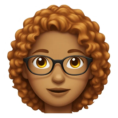 girl with glasses long curly hair and an orange cat sticker