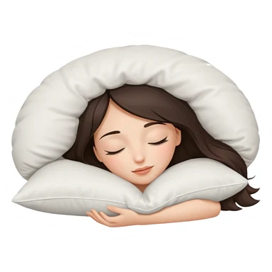 a beautiful brunette girl sleeping with a white pillow under her head  sticker